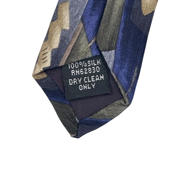 Christopher Reeve Collection Men Neck Tie 100% Silk Henry Stifel Blue Green Tan - Picture 6 of 6